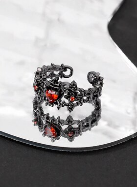 玫瑰宝剑爱心红宝石女戒｜小众可