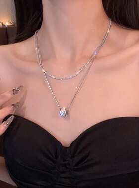 双层叠戴金属锁骨链女新款小众