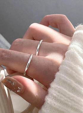 925纯银光面素圈戒指女小众百搭