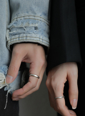 复古雾面磨砂素圈情侣对戒女款｜