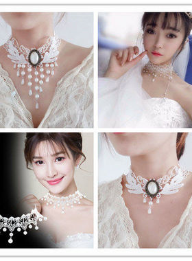 礼服蕾丝项链韩版锁骨颈饰女夸张