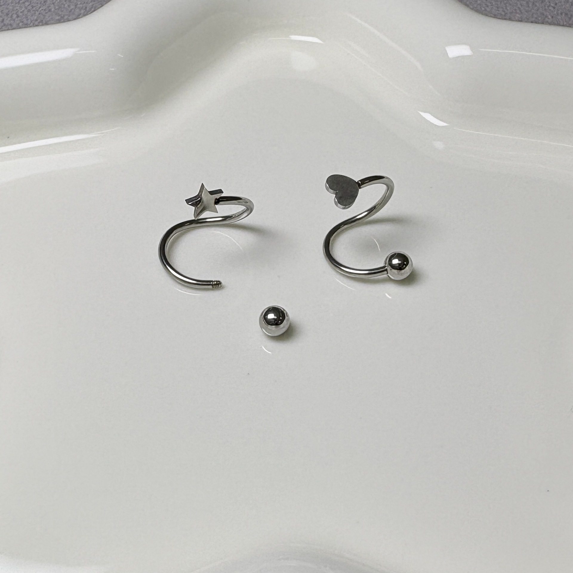 五角星爱心型唇环钢钛外螺纹星星桃心耳骨钉环唇钉辣妹穿刺,淘宝优惠券,粉丝福利购,淘宝优惠卷