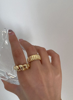 牛角包造型复古齿轮麻花戒指女