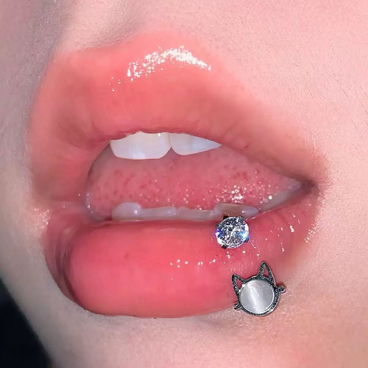 猫咪石唇环超闪锆石钛钢内螺纹唇钉风穿刺饰品,淘宝优惠券,粉丝福利购,淘宝优惠卷