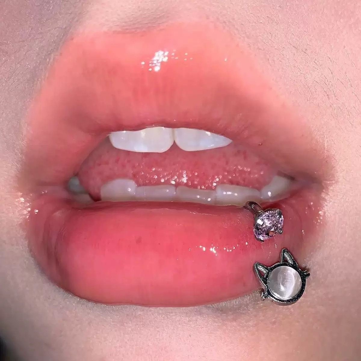 猫咪石唇环超闪锆石钛钢内螺纹唇钉风穿刺饰品,淘宝优惠券,粉丝福利购,淘宝优惠卷