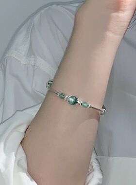 新中式仿玉石串珠长命平安锁吊坠