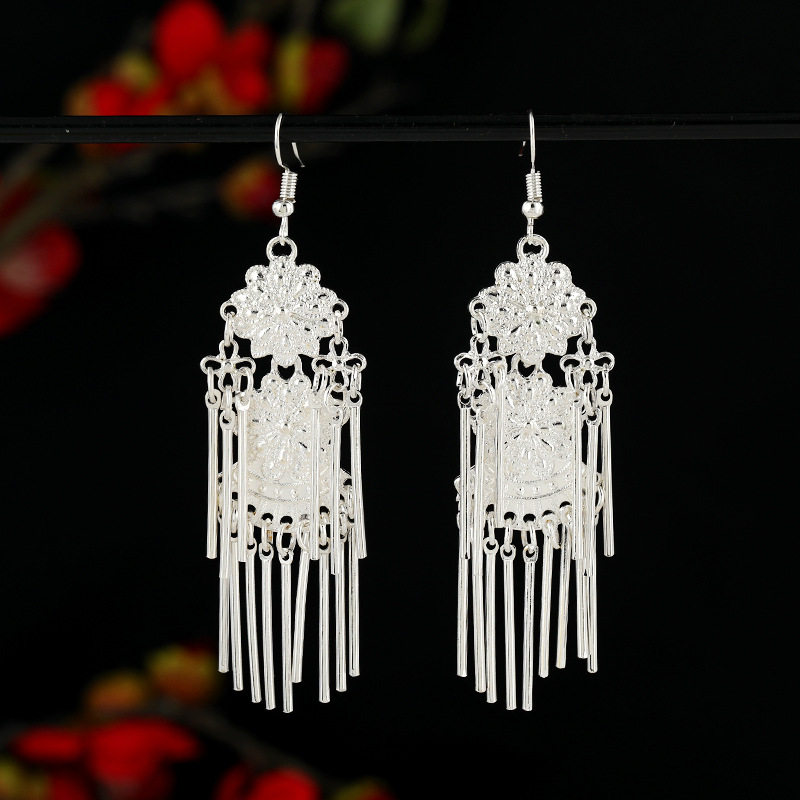 民族风苗银耳环复古异域小众设计长款流苏耳坠中新中式耳饰女,淘宝优惠券,粉丝福利购,淘宝优惠卷