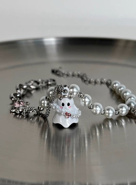 白色小幽灵串珠手链男女情侣款