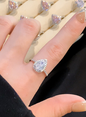 一克拉水滴锆石轻奢高级感尾戒女