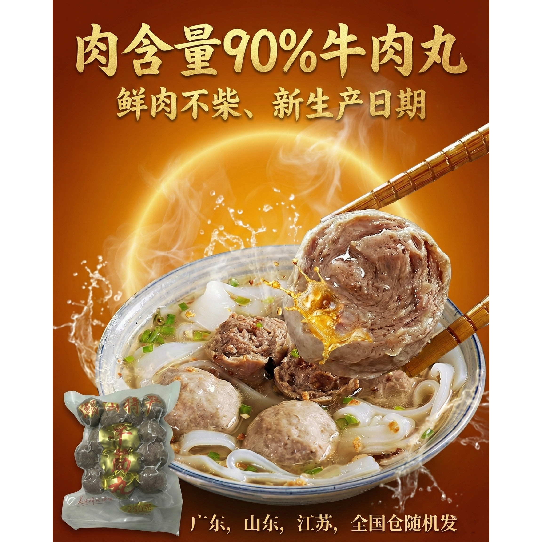 潮汕牛肉丸正宗新鲜冷冻牛筋丸火锅麻辣烫煮汤牛丸手打潮汕【gou