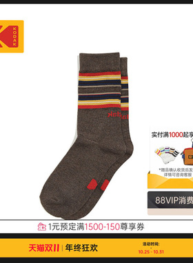 KODAK柯达25秋冬撞色多色条纹中筒袜男女同款条纹袜