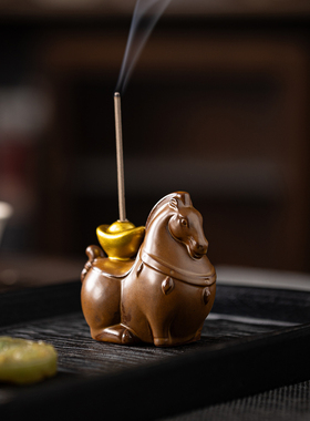 青瓷马上有钱禅意线香炉