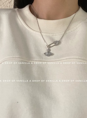 项链VANILLA银土星细女别针