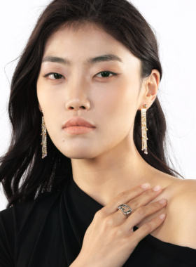 CP长款链条流苏彩宝高级耳钉女
