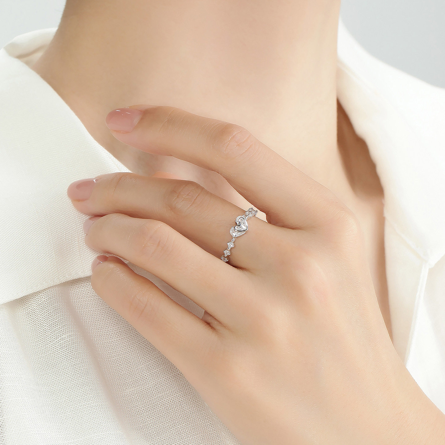 Famous star heart matching silver ring