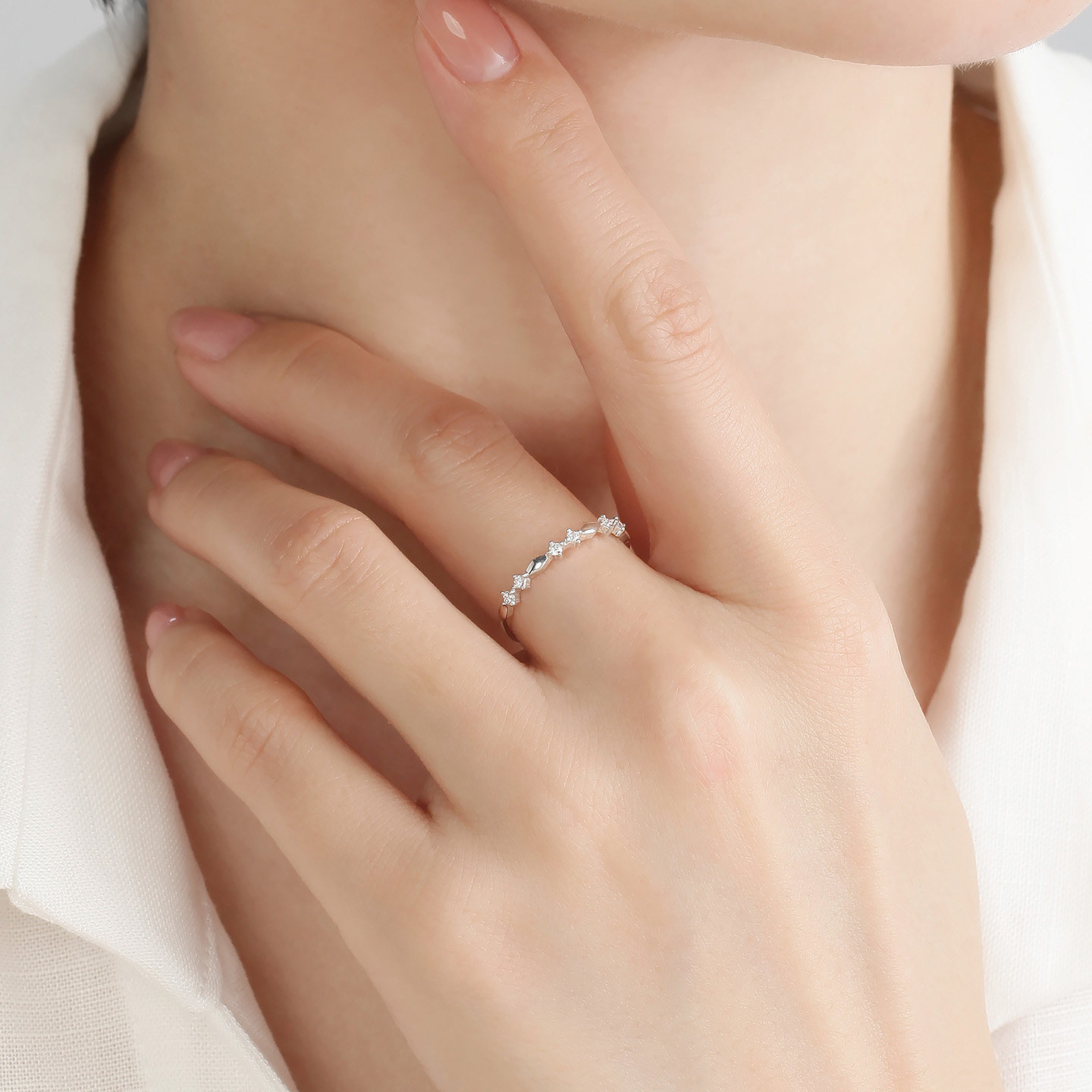 Ming brand star leaf 925 silver ring