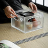 Acrylic tea set storage box tea table dry bubble tray small tea tray transparent frosted household desktop storage box