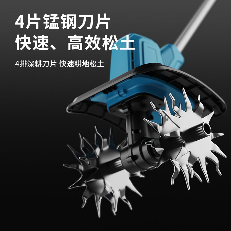 New lithium battery scarifier micro tiller small household handheld electric hoe garden bonsai weeding and soil turning artifact