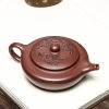 Yixing purple clay teapot fully hand-engraved original ore purple clay flat teapot teapot boutique tea set wholesale one piece drop shipping