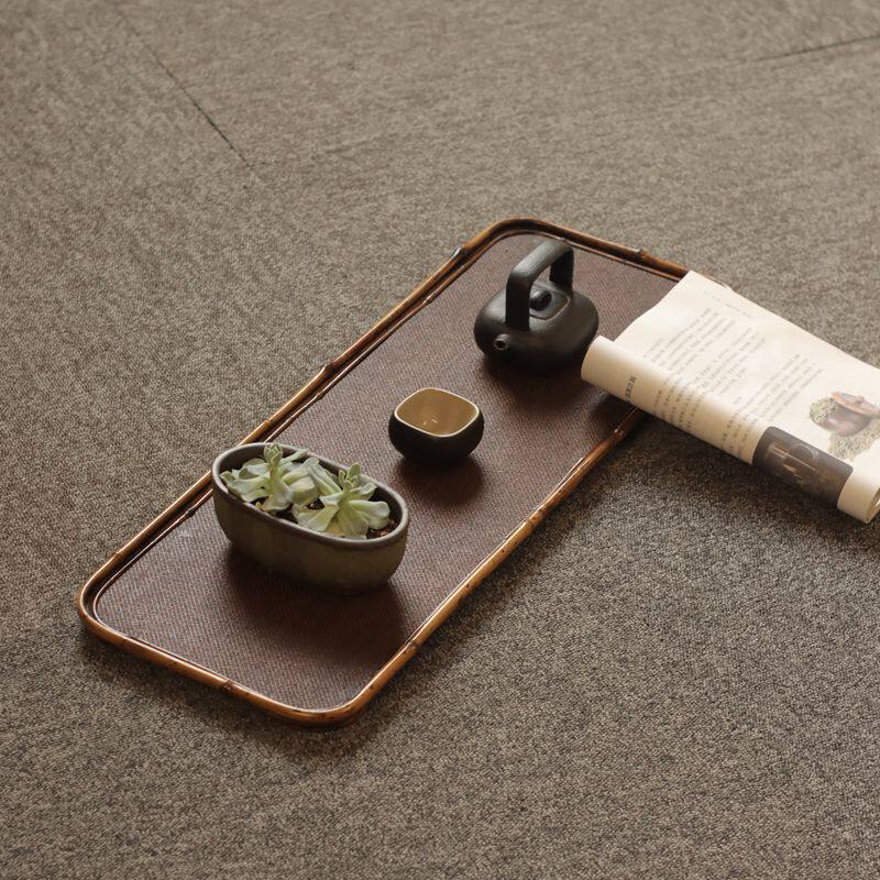Ancient Tang Dynasty purple bamboo storage tray long Merlot tray tea set storage tray bamboo woven tea tray long tea ceremony accessories