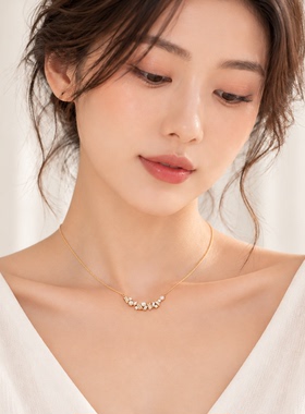 纯银珍珠锁骨链轻奢送女友闺蜜