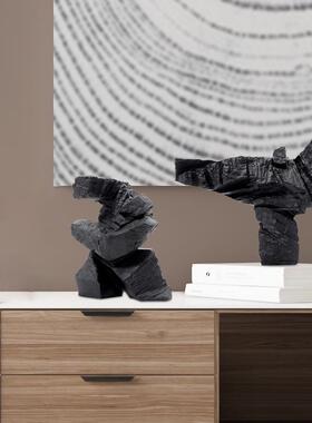 现代新中式样板房黑色抽象太极人物雕塑摆件客厅橱窗软装家居摆设