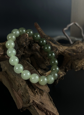 若禧珠宝和田玉渐变圆珠手串