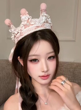 蕾丝皇冠发箍公主风蝴蝶结飘带
