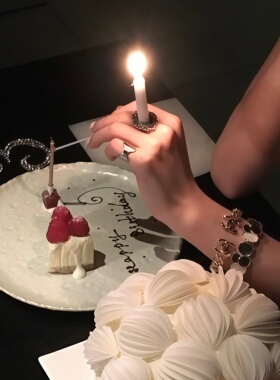 蛋糕蜡烛戒指创意ins风生日装饰戒指圣诞节拍照出片神器小众首饰