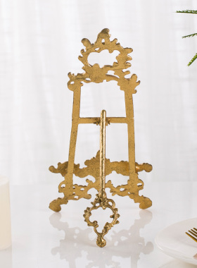 花心 欧式复古金色展示盘架画架做旧手工雕花多功能架家装饰摆件
