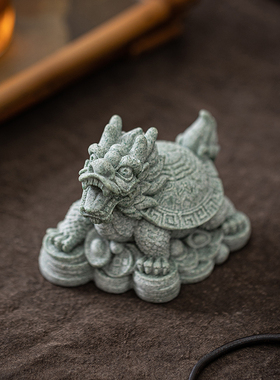 创意龙龟玄武青砂石乌龟茶宠摆件微景观盆景鱼缸造景工艺品装饰品
