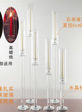 法式水晶玻璃烛台 婚庆浪漫烛光高级感 摆件创意几何造型发光家居