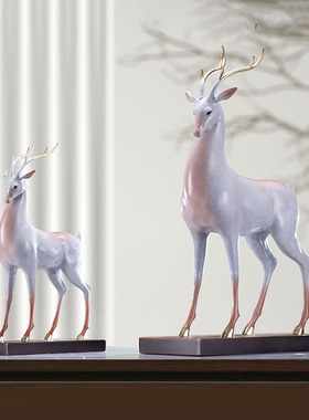 朱炳仁铜福禄呈祥铜家居工艺品办公室装饰鹿摆件客厅创意装饰