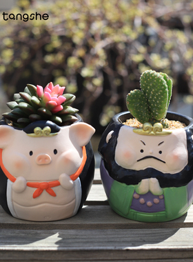 西游记师徒四人创意装饰笔筒儿童房桌面摆件客厅办公室多肉花盆小