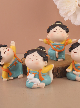 治愈系教师礼物中式仕女小摆件物件书桌面生日办公室桌面装饰古风
