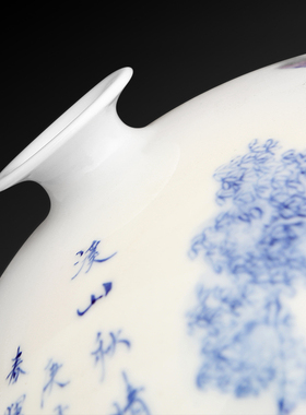景德镇陶瓷器新中式手绘青花瓶工艺品客厅摆件玄关装饰品开业礼品