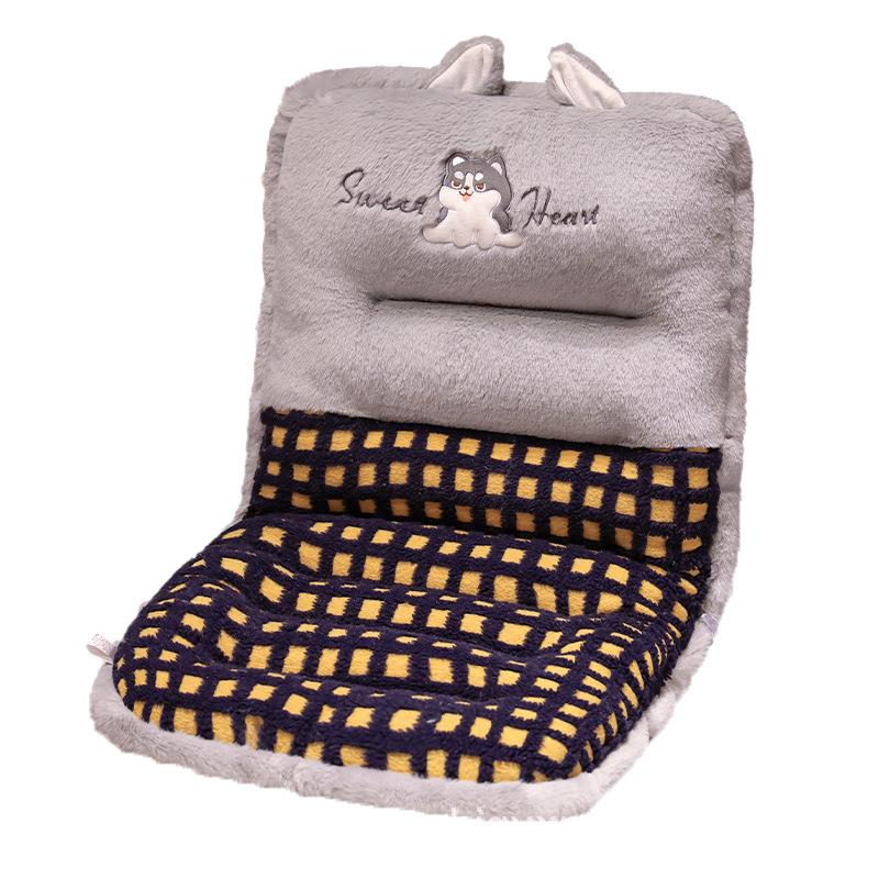 Lamb wool plaid backrest integrated cushion office sedentary thickened bay window tatami sofa cushion waist cushion