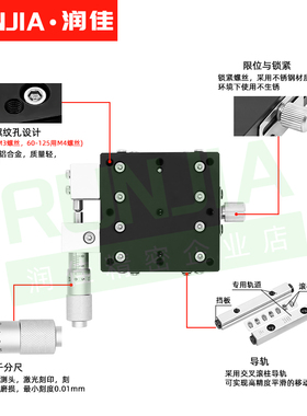 X轴位移平台手动微调滑台光学精密w十字移动工作台LX40/60/80/125