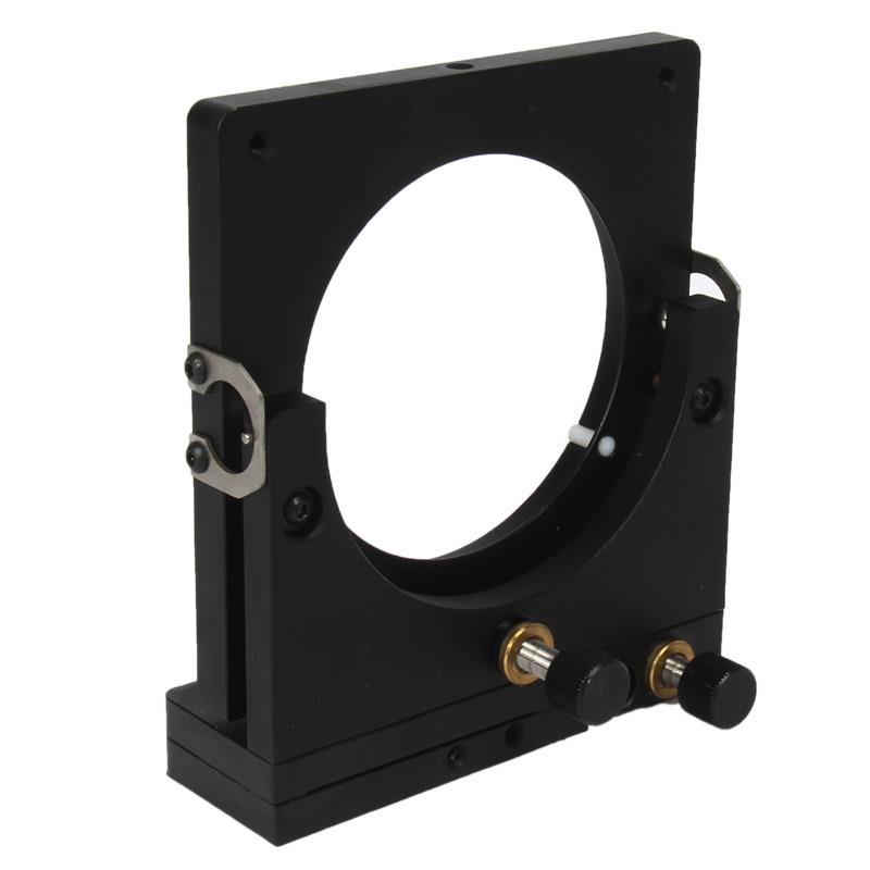 Two-dimensional adjustment of the angle of the optical lens frame, tilting of the lens, clamping of the optical bench, reflection adjustment of the spectroscope base