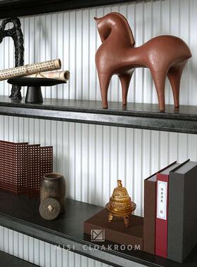样板间装饰品组合中式展厅样品屋展示中心道具摆设客厅书房书柜高