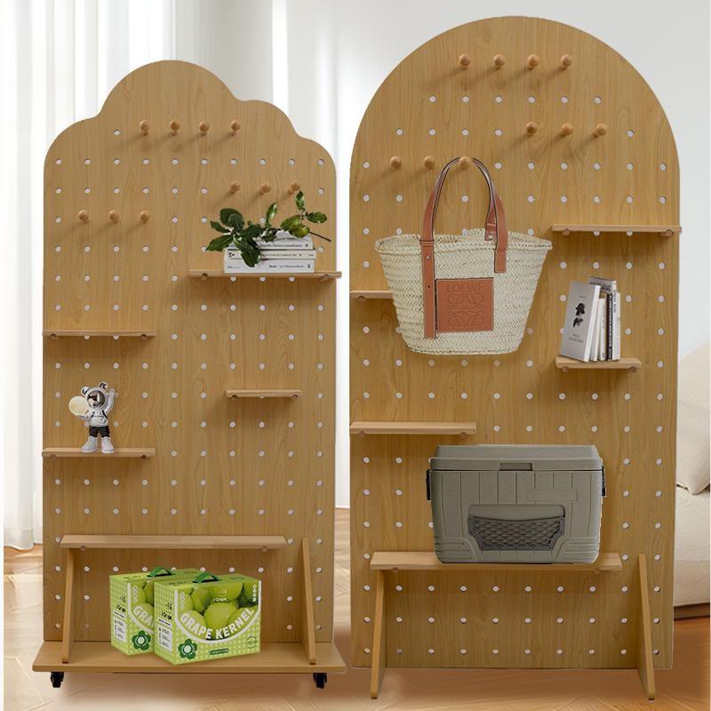 Vertical storage hole board storage rack with bracket and pulley storage rack movable rack floor-standing commercial live broadcast exhibition