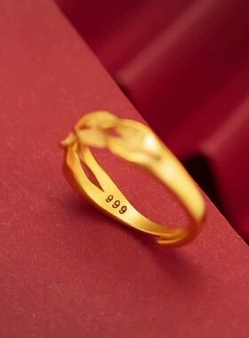 穗穗平安女麦穗戒指实心设计可调节仿黄金指环送礼