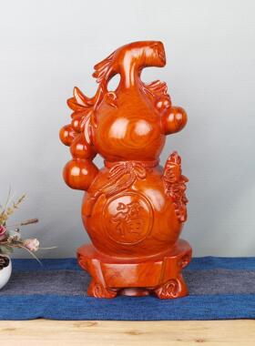 大小黑檀木雕葫芦摆件实木雕刻五福临门创意家居装饰红木工艺礼品