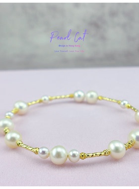 极光AK珍珠手镯14K色简约百搭灵动假日穿搭时尚闺蜜节日生日礼物