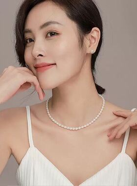 s925纯银天然淡水珍珠项链强光女夏锁骨链高级感百搭串珠首饰颈链