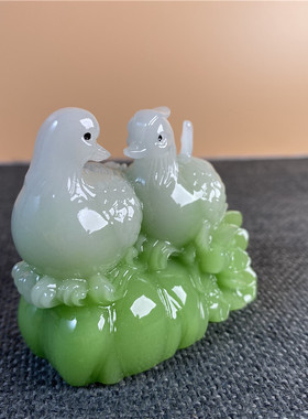 夜光石发光鸳鸯摆件结婚纪念新婚日礼品婚房卧室装饰摆设工艺品