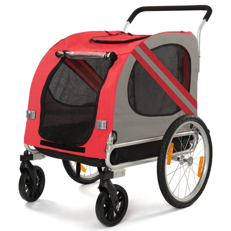 Cross-border medium and large dog pet bicycle trailer large space pet stroller outdoor riding cat and dog trailer