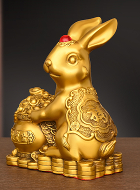 铜兔子摆件纯铜生肖兔聚宝盆兔兔年吉祥金钱兔家居办公室装饰礼品