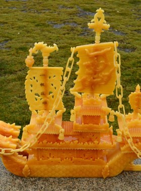 招财一帆风顺龙船黄玉手工客厅酒店大堂工艺品摆饰玉石帆船