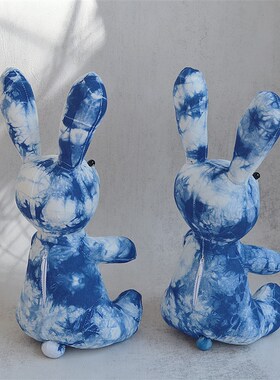 民族风手工扎染布艺小兔可爱萌萌兔礼物云南旅游伴手礼居家玩偶